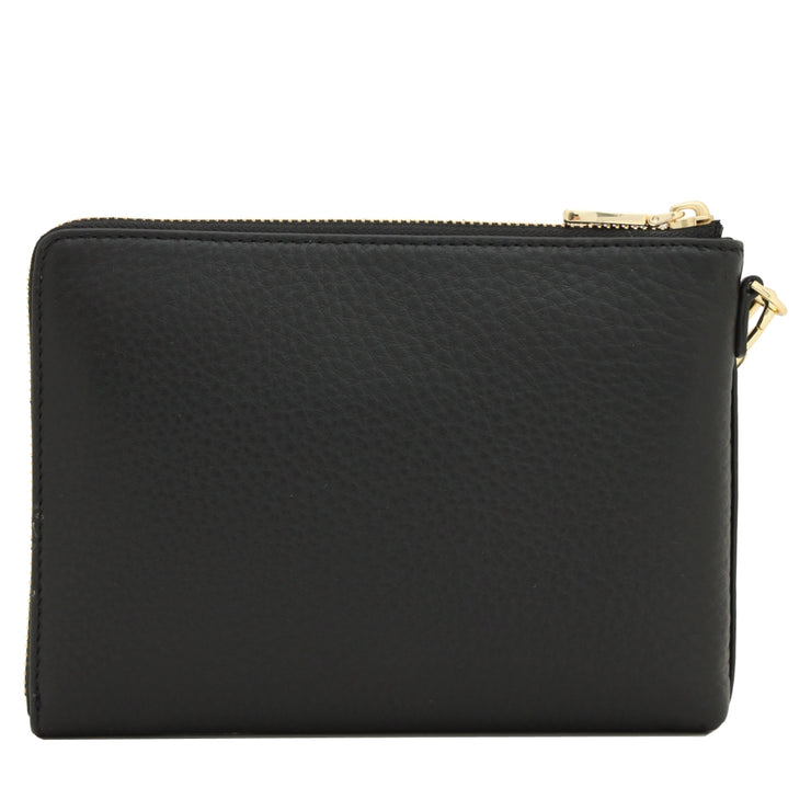 Tory Burch Landon Large Leather Wristlet Clutch- Black