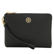 Tory Burch Landon Large Leather Wristlet Clutch- Black