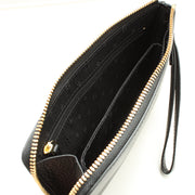 Tory Burch Landon Large Leather Wristlet Clutch- Bark
