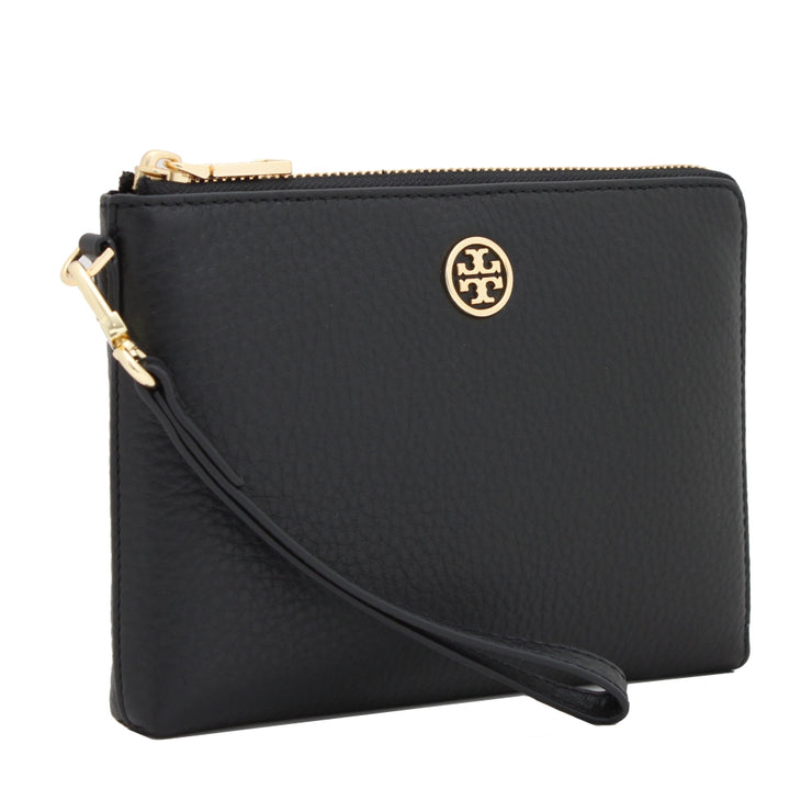Tory Burch Landon Large Leather Wristlet Clutch- Black