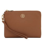 Tory Burch Landon Large Leather Wristlet Clutch- Bark