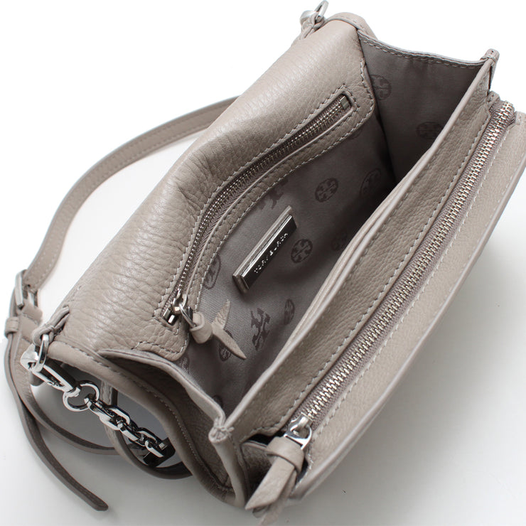 Tory Burch Britten Crossbody French Grey in Leather with Silver