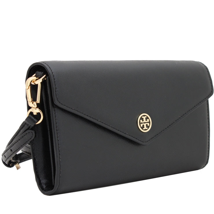 Tory Burch Robinson Expandable Concierge Clutch Crossbody Bag- Black