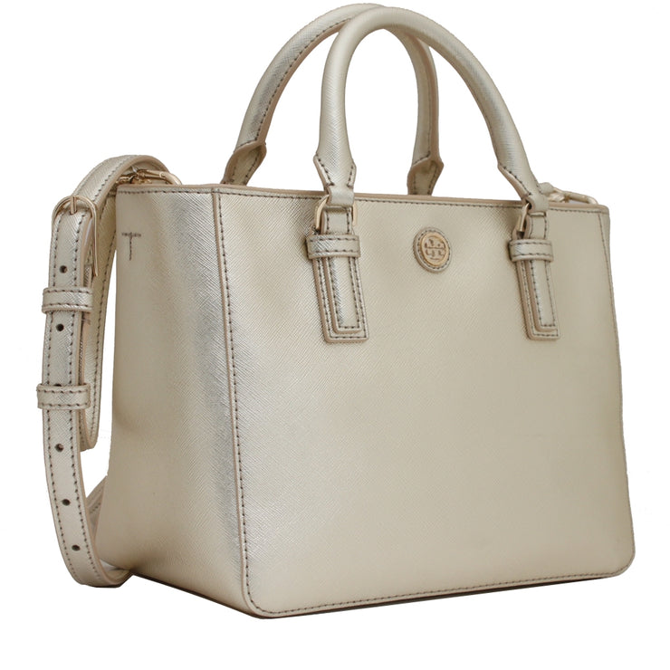Tory Burch Robinson Mini Square Tote Bag- Soft Gold