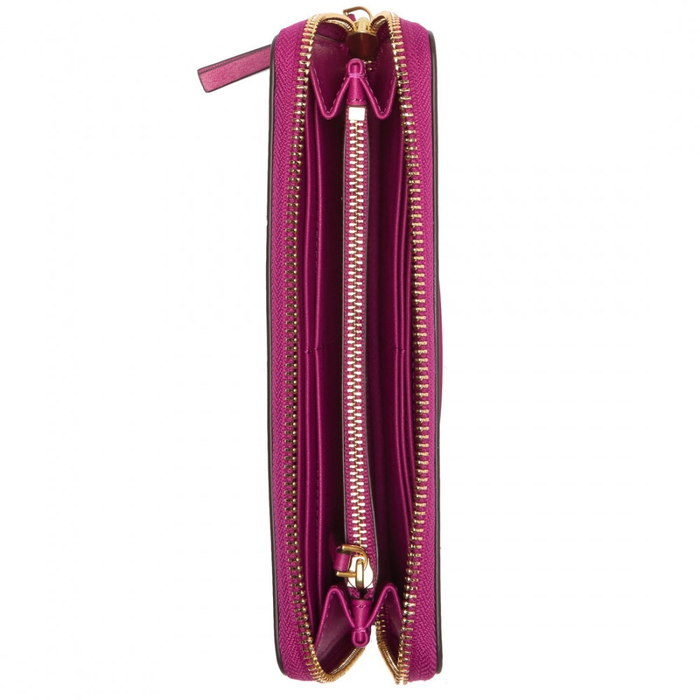 Tory Burch Charlie Zip Continental Wallet- Party Fuschia