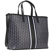 Tory Burch Gemini Link Small Tote Bag- Black Gemini Link Stripe