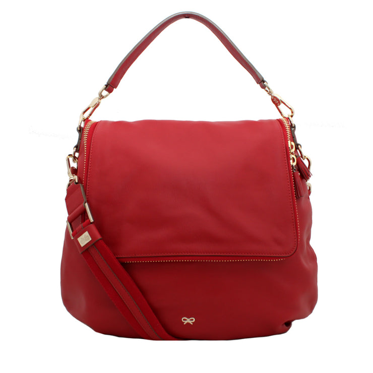 Anya Hindmarch Maxi Zip Leather Shoulder Bag- Red