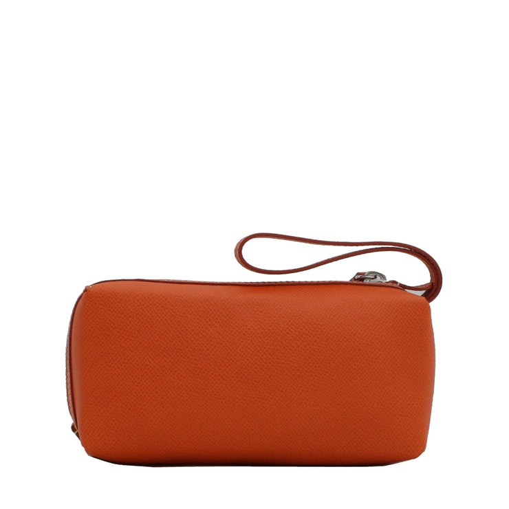 Tod's Pebbled Leather Wristlet Pouch- Orange