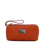 Tod's Pebbled Leather Wristlet Pouch- Orange