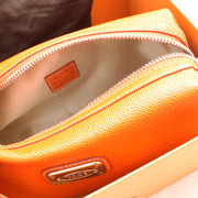 Tod's Pebbled Leather Wristlet Pouch- Orange