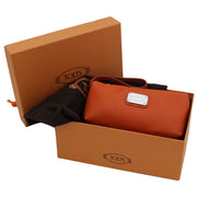 Tod's Pebbled Leather Wristlet Pouch- Orange