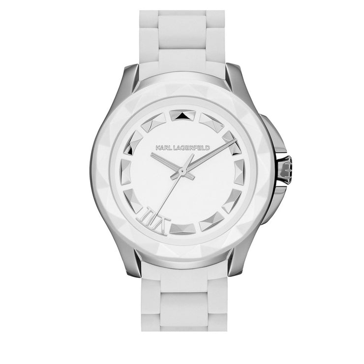 Karl Lagerfeld Unisex White Silicone Wrapped Stainless Steel Bracelet Watch