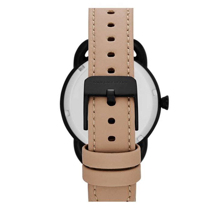 Karl Lagerfeld Watch KL2209- Karl Pop Black-Tone Studded Tan Leather Ladies Watch