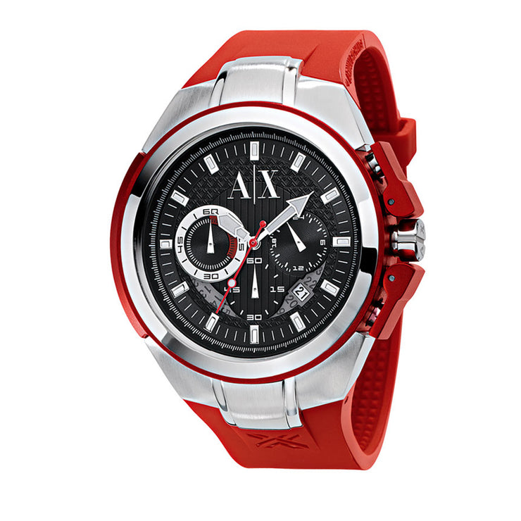 Armani Exchange Watch AX1040- Red Silicon Chronograph Men's Watch