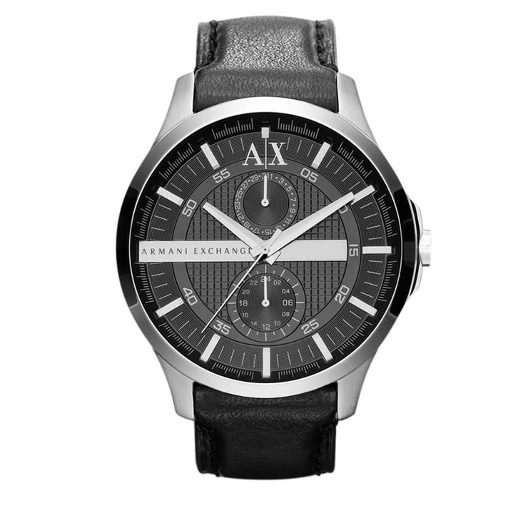 Armani Exchange Watch AX2120- Black Leather Round Black Dial Men Watch