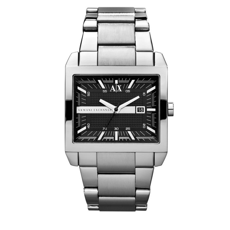 Armani Exchange Watch AX2200- Stainless Steel Square Black Dial Men Watch