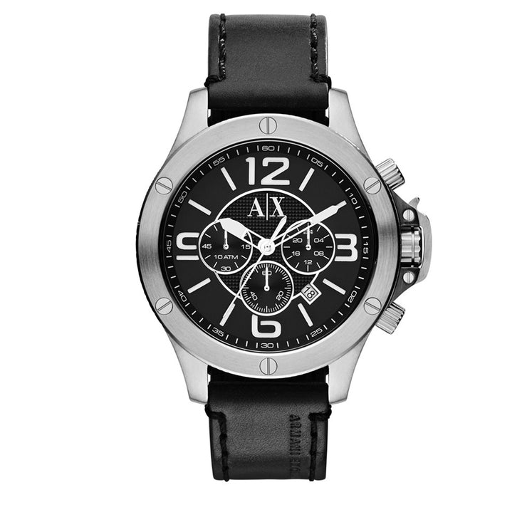 Armani Exchange Watch AX1506- Black Leather Round Chronograph Men Watch