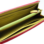 Vivienne Westwood Patent Saffiano Leather Long Zip Around Woman Wallet- Yellow