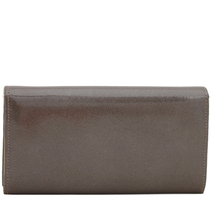 Vivienne Westwood Saffiano Patent Long Wallet with Chain- Pewter