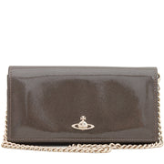 Vivienne Westwood Saffiano Patent Long Wallet with Chain- Pewter