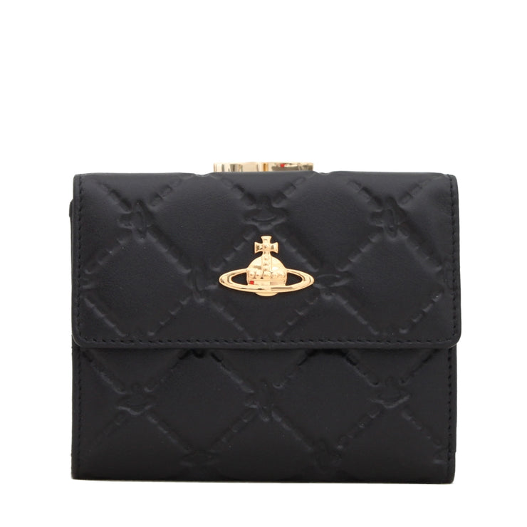 Vivienne Westwood Angel Orb Embossed Short Wallet- Black