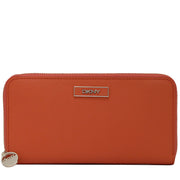 DKNY Samwell Saffiano Leather Zip Around Long Wallet- Orange