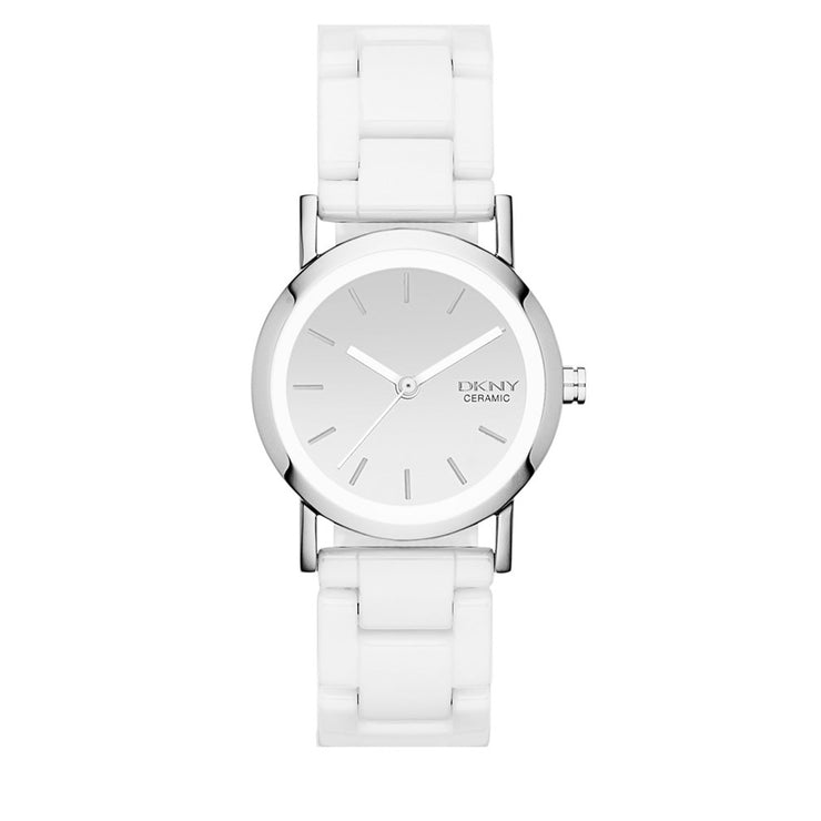 DKNY Watch NY8895- White Ceramic with Round White Dial Ladies Watch