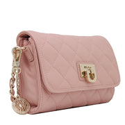 DKNY Quilted Leather Small Flap Crossbody Bag- Blush