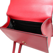 DKNY Elissa Mini Pebbled Leather Satchel Bag- Bright Red