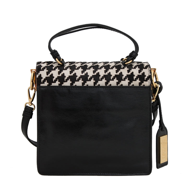 Badgley Mischka Brenda Houndstooth Shoulder Bag- Black-Cream