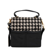 Badgley Mischka Brenda Houndstooth Shoulder Bag- Black-Cream