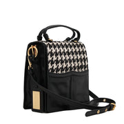 Badgley Mischka Brenda Houndstooth Shoulder Bag- Black-Cream