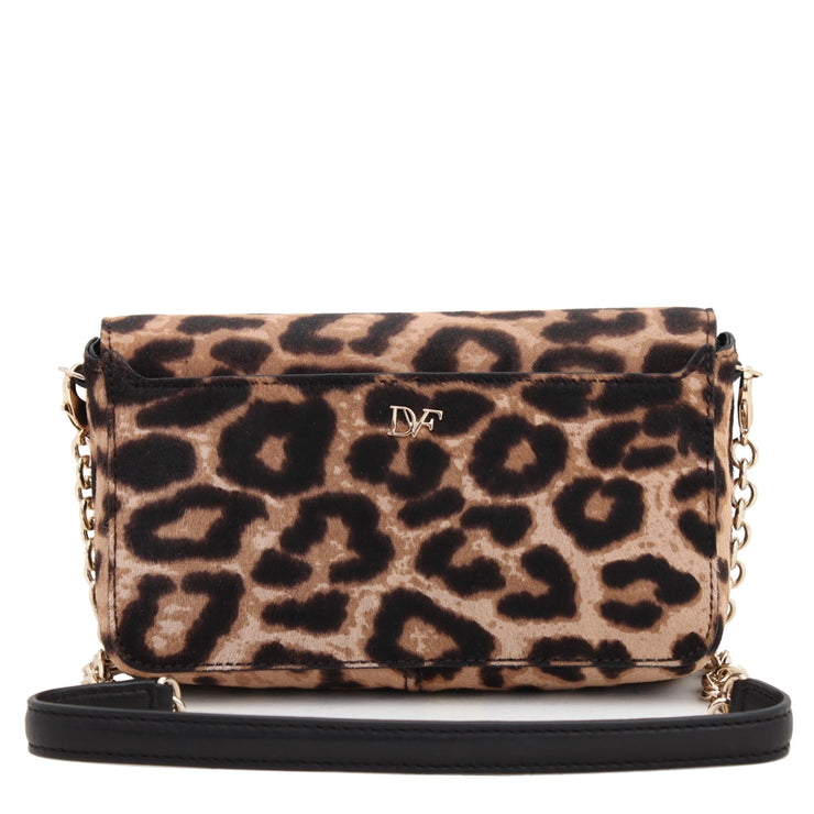 Diane von Furstenberg Calf Hair Flirty Mini Crossbody Bag- Leopard