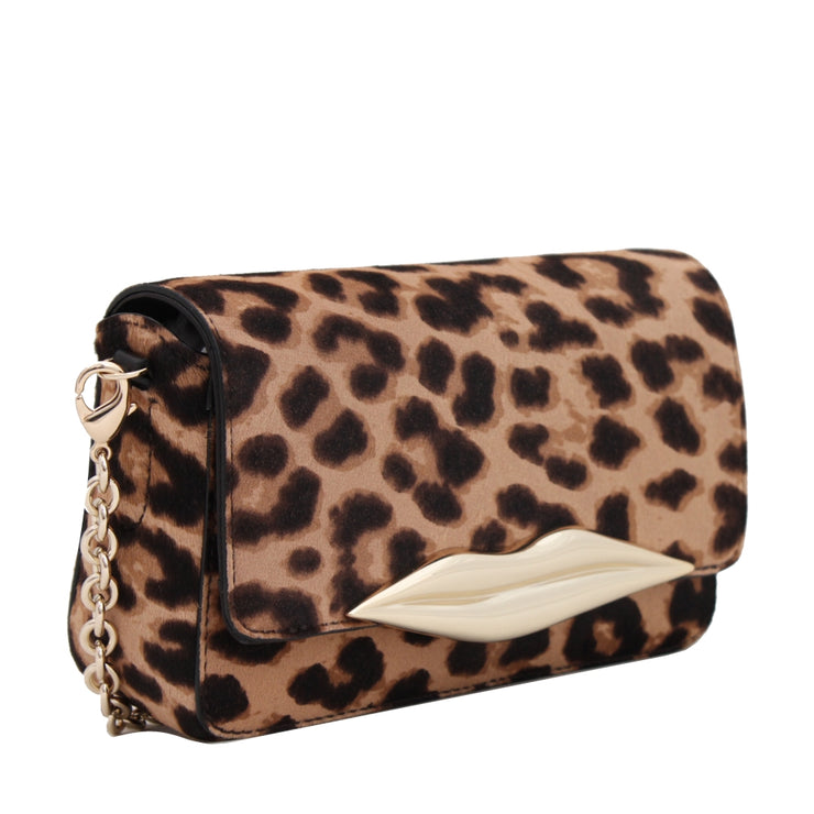 Diane von Furstenberg Calf Hair Flirty Mini Crossbody Bag- Leopard