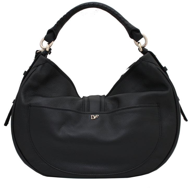 Diane von Furstenberg Sutra Zebra Patchwork Leather Hobo Bag- Black-White