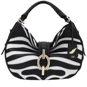 Diane von Furstenberg Sutra Zebra Patchwork Leather Hobo Bag- Black-White