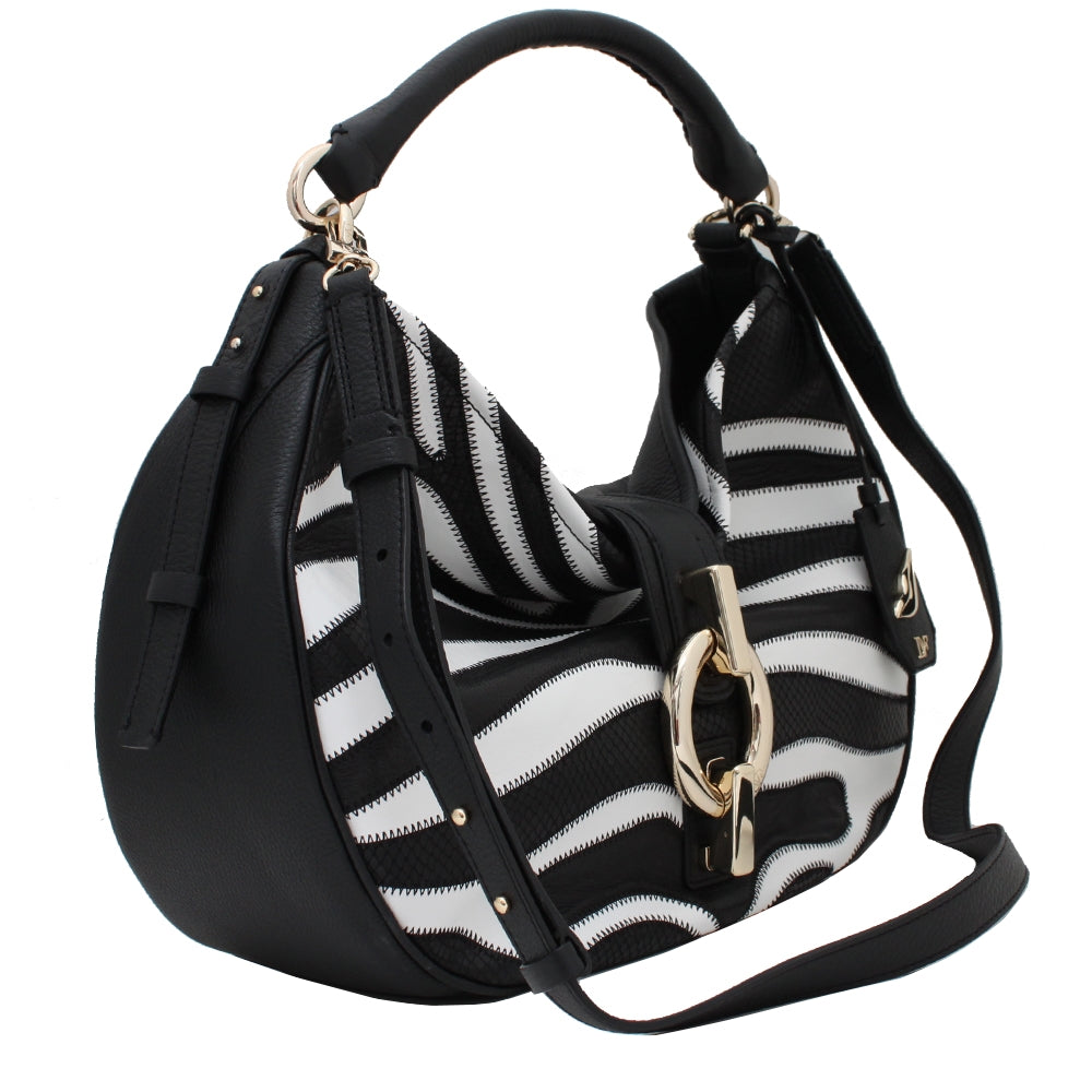 Diane von Furstenberg Sutra Zebra Patchwork Leather Hobo Bag