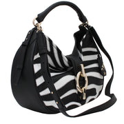 Diane von Furstenberg Sutra Zebra Patchwork Leather Hobo Bag- Black-White