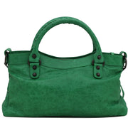 Balenciaga Classic First Leather Satchel Bag- Vert Poker