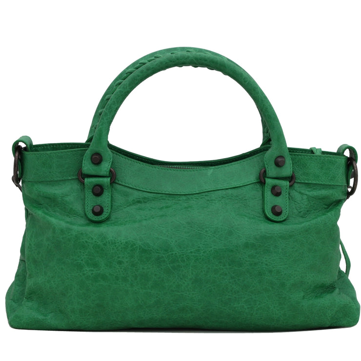 Balenciaga Classic First Leather Satchel Bag- Vert Poker
