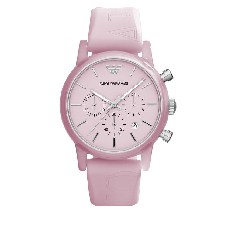 Emporio Armani Watch AR1056-  Pink Silicone Chronograph Ladies Watch