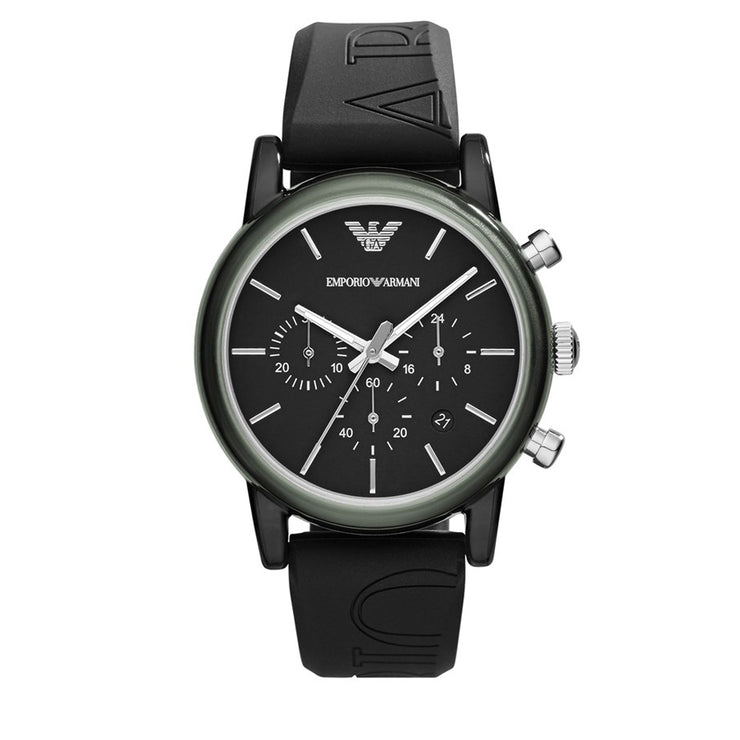 Emporio Armani  Watch AR1053-  Black Silicone Chronograph Men Watch