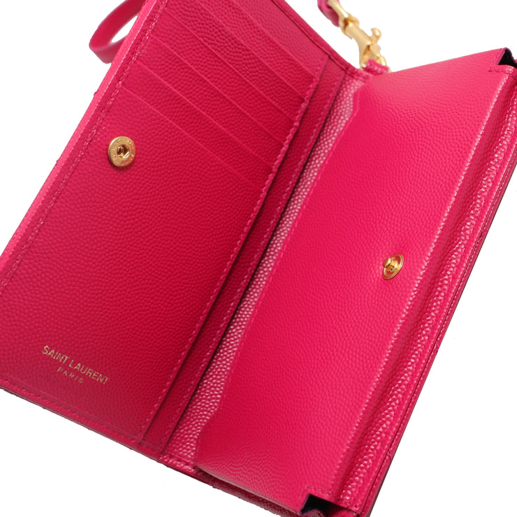 Saint Laurent 385953 Monogram Phone Wallet in Leather- Pink