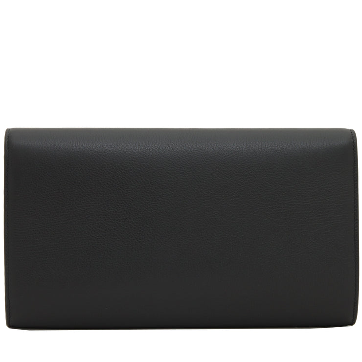 Saint Laurent 361120 Belle De Jour Large Leather Clutch Bag- Navy Blue