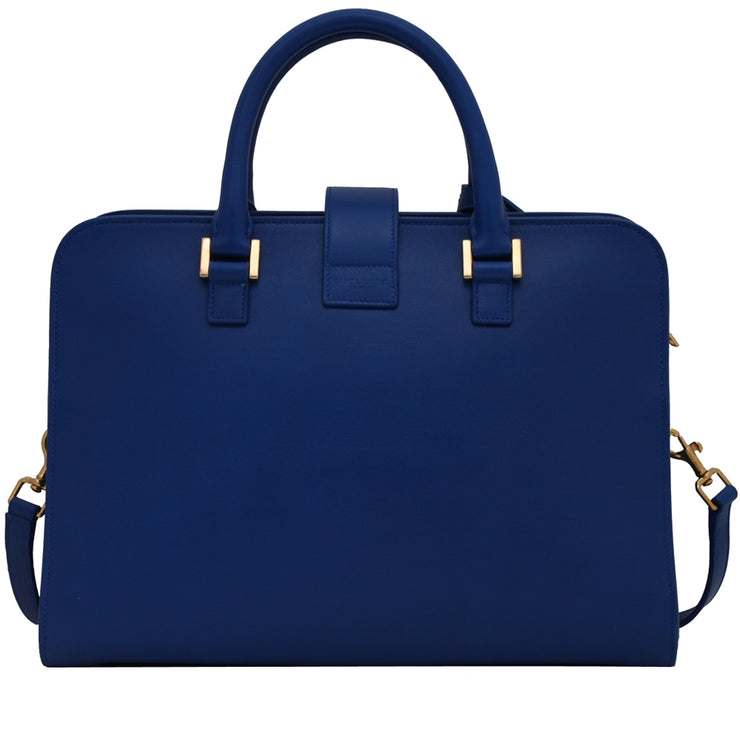 Saint Laurent 357395 Small Cabas Monogramme Leather Bag- Blue