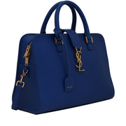 Saint Laurent 357395 Small Cabas Monogramme Leather Bag- Blue