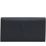 Saint Laurent 361120 Belle De Jour Large Leather Clutch Bag- Navy Blue