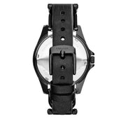 Fossil Watch ES3696- Riley Multifunction Black Stainless Steel & Leather Ladies Watch