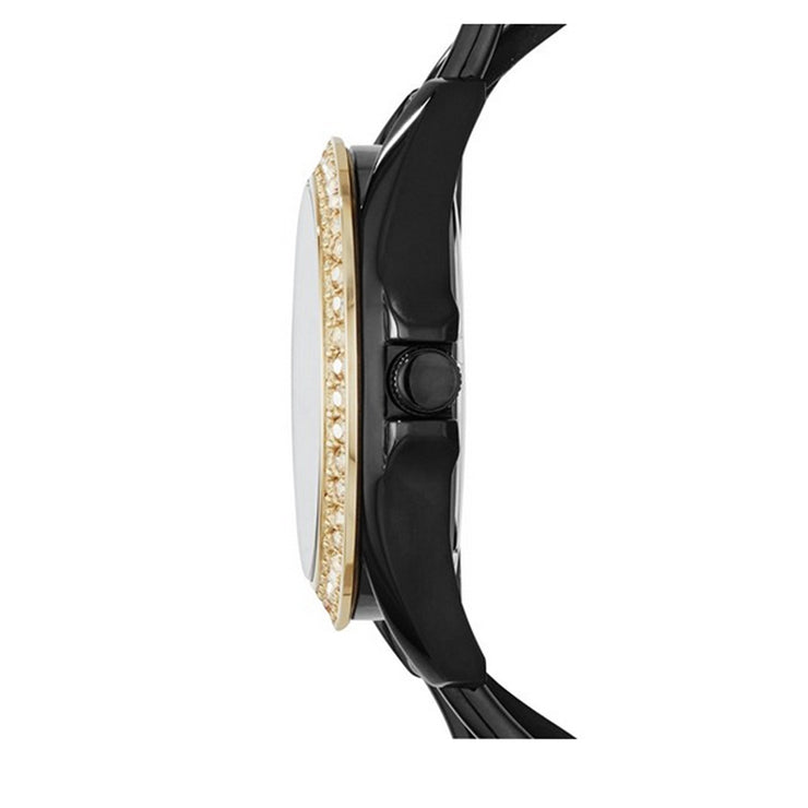 Fossil Watch ES3696- Riley Multifunction Black Stainless Steel & Leather Ladies Watch