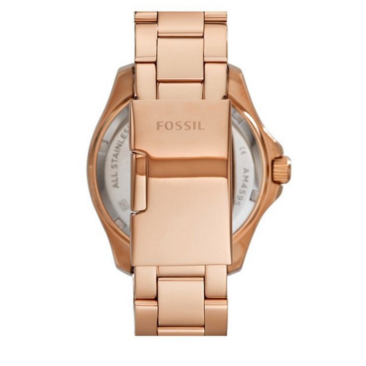 Fossil Watch AM4594- Cecile Multifunction Rose Gold Stainless Steel Blue Glitz Dial Ladies Watch